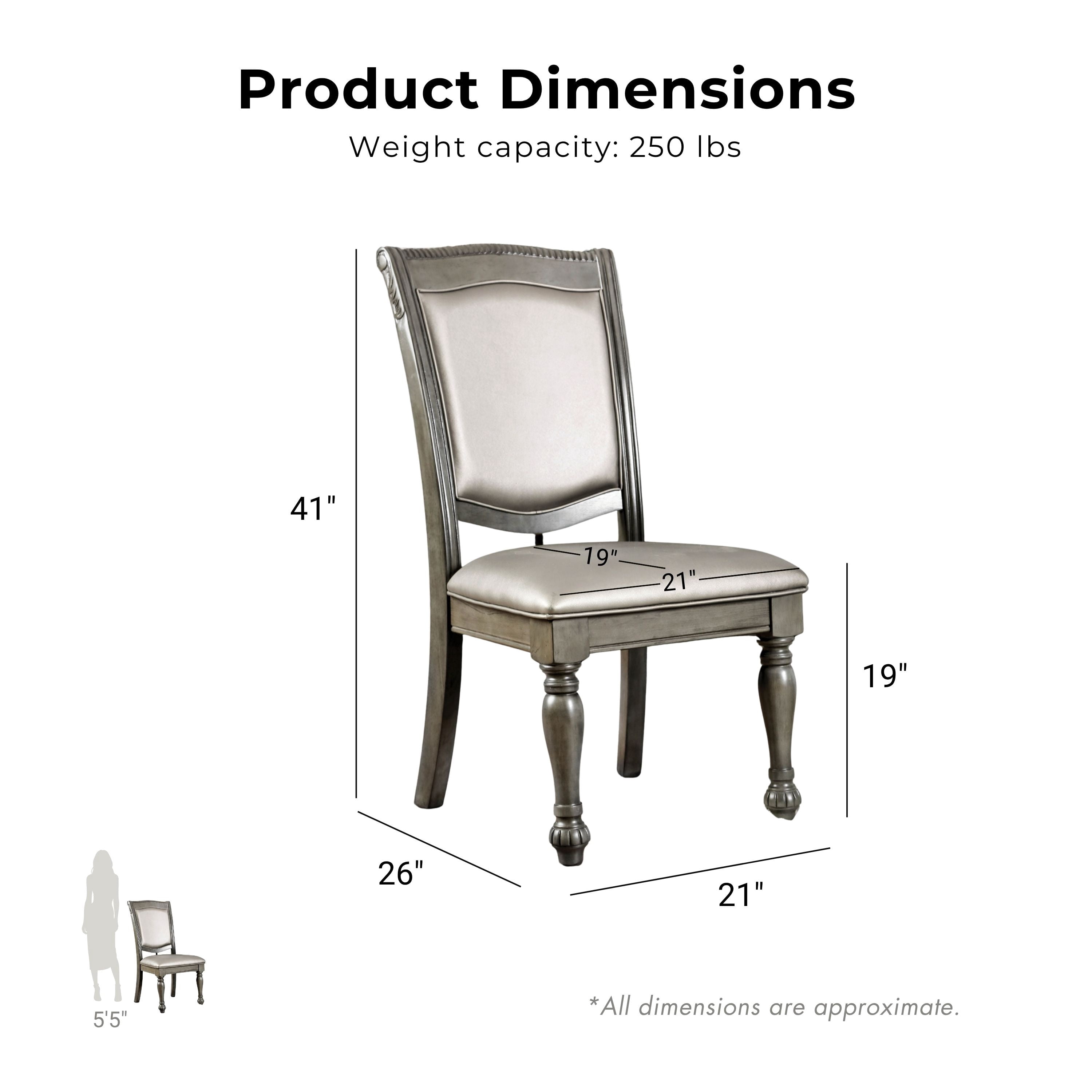 Furniture of America Paxton Padded Dining Side Chairs - Set of 2, Gray