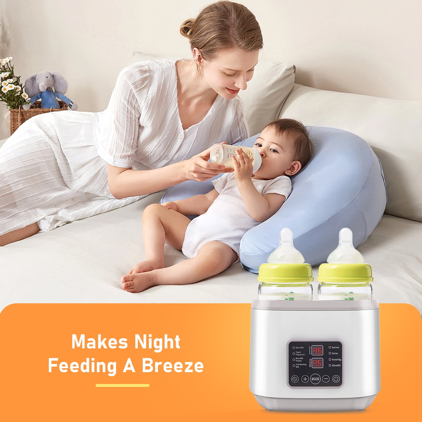 Baby Bottle Warmer, 8-in-1 Fast Milk Warmer with Timer, Accurate Temp Control, Sterilizer, Defrost, Keep Warm, Heat Breastmilk & Baby Food, Fits 4 Bottles