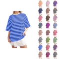 thumbnail image 1 of T-shirt Rayé pour Femmes 2026 Été Tendance Manches Courtes Col Rond Confortable Léger, 1 of 4