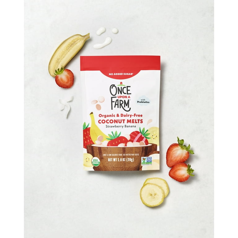 Once Upon a Farm Organic Coconut Melts, Strawberry Banana, 1oz