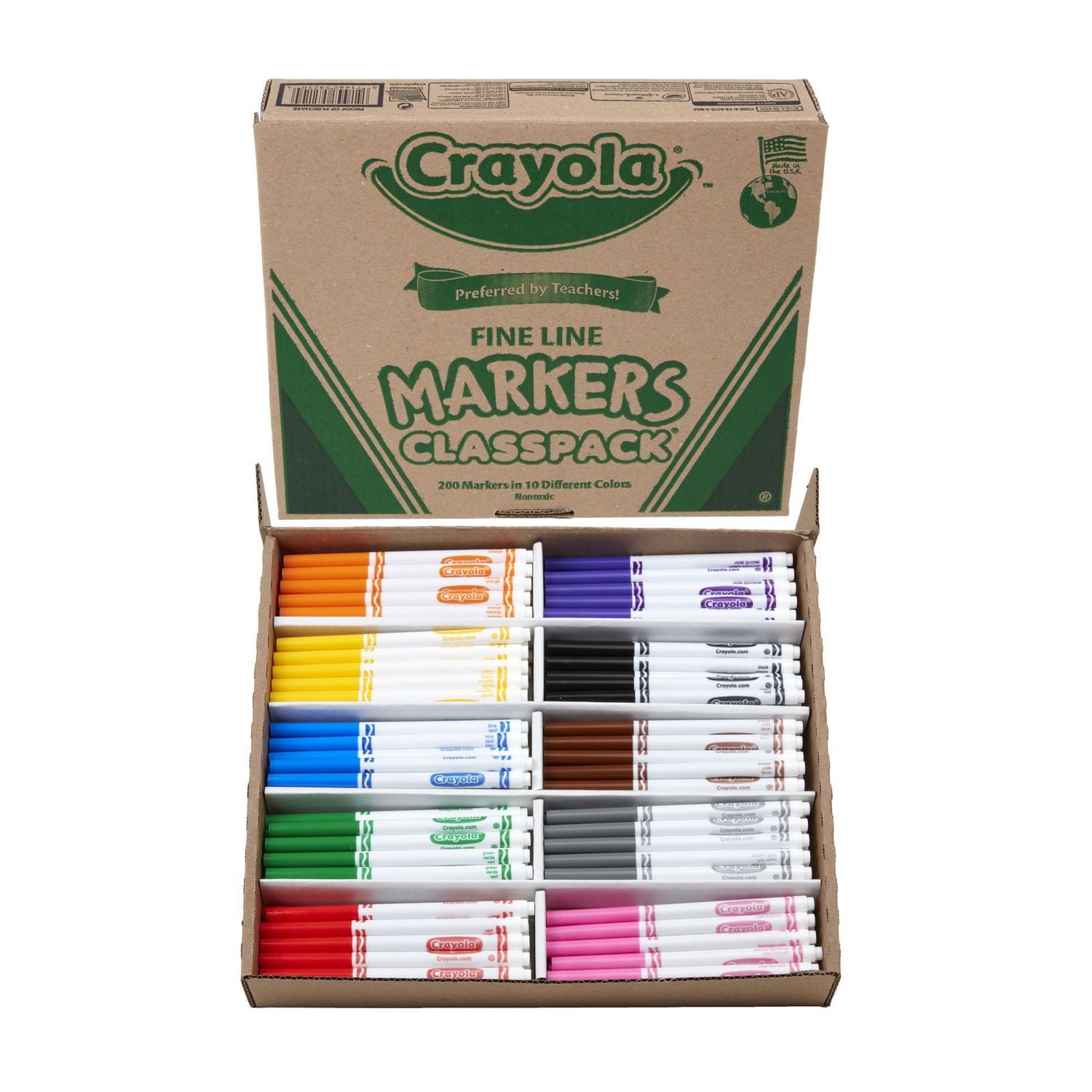 Crayola 200 Markers Fine Line Classpack (10 Colours)