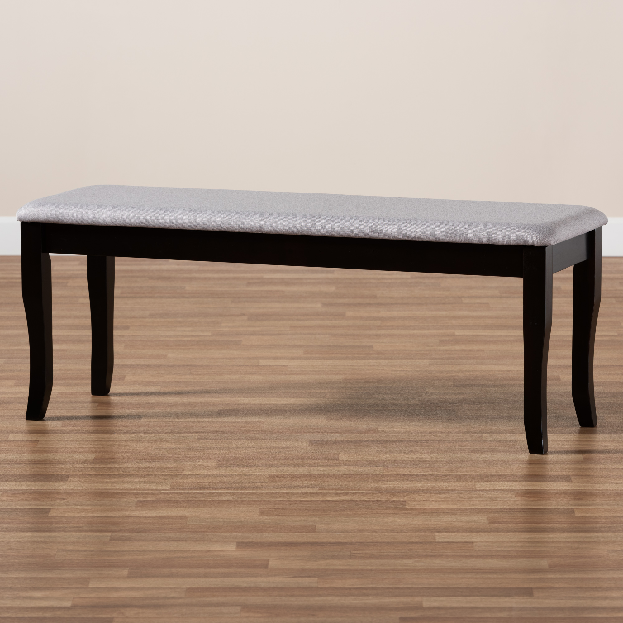 Baxton Studio Cornelie Modern and Contemporary Transitional Grey Fabric Upholstered and Dark Brown Finished Wood Dining Bench