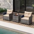 thumbnail image 1 of Gymax 3PCS Patio Rattan Furniture Bistro Set Cushioned Sofas Side Table Armrest, 1 of 10