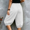 thumbnail image 6 of Jalioing Women's Capri Pants Casual Summer Elastic Waist Cropped Trousers Solid Color Loose Cuffed Capris with Pocket, 6 of 9