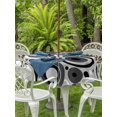 thumbnail image 3 of Outdoor Tablecloth with Umbrella Hole for Patio/Picnic/Party/Camping, Black Grey Abstract Waterproof Table Cloth Round Cover Washable, Modern Geometric Polka Dot (Dia 60"), 3 of 8