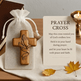 thumbnail image 3 of Wooden Prayer Cross Pocket Card, 2.3 Inch Devotional Decor​​ | Handcrafted Wooden Comfort Cross with Pouch & Prayer Card, for Comforting Quiet Moments, 3 of 5