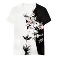 thumbnail image 4 of Luowei Women's Summer Stylish V-Neck Tee - Ombre Gradient Thin Fit Short Sleeve Top, Black, M, 4 of 4