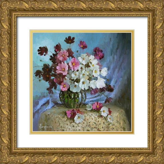 Rogozina, Svetlana 20x20 Gold Ornate Wood Framed with Double Matting Museum Art Print Titled - Sketch With Cosmos