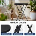 thumbnail image 4 of 28 Inch High Top Round Folding Indoor Outdoor, Plastic Bar Height Foldable Bistro High Table, Black, 4 of 5