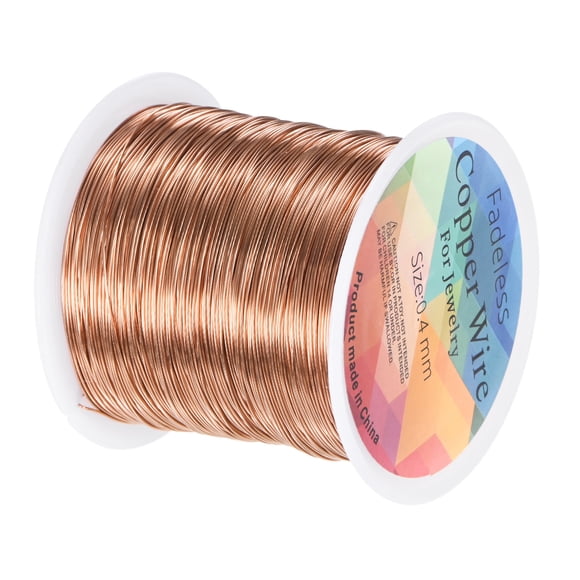 Alambre de joyería de 0.4 mm, calibre 26, 328 pies de alambre de manualidades de cobre para hacer joyas/plantar/tejer/manualidades DIY, alambres de metal suave [100M, tono cobre]