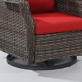 thumbnail image 4 of Meetleisure 1 Pieces Outdoor Patio Furniture Wicker Swivel Chair with Cushions for Backyard, Red, 4 of 14