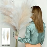 Scidweet 8Pcs Faux Pampas Grass, 38/3.1FT Tall Artificial Fake Pampas Grass Floral for Home Floor Vase Boho Farmhouse Wedding Decor (Cream/Beige)