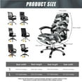 thumbnail image 5 of SCRAWLGOD Camouflage Gray Black Anti-Dust Computer Chair Cover with Arm Rest Slipcovers 3 PCS Washable Soft Desk Chair Seat Covers Easy to Remove Boss Chair Protector, L, 5 of 7