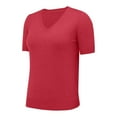 thumbnail image 5 of YEJIMAN Short Sleeve T-shirt, Pink Shirt Women, Women's Round Neck Short Sleeved Loose T Shirt with A Knit Bottom Short Top,, 5 of 9