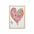 thumbnail image 1 of Groovy Wall Art with Frame, Hippie Heart Shape Colorful Flowers Butterfly Springtime Happy Days Design, Printed Fabric Poster for Bathroom Living Room, 23" x 35", Multicolor, by Ambesonne, 1 of 2