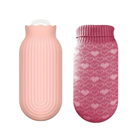 Oggfader Water Bottles Reusable Hot Water Bottle Mini Heating Water Injection Warming Handbag 550ml