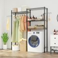thumbnail image 5 of Portable Metal Storage Closet with Adjustable Shelves and Hanging Rod for Laundry Room, Bathroom, Bedroom - Heavy Duty Wire Garment Rack Organizer for Clothes, Shoes, Towels, 5 of 6