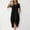 01 Black, variant on YueHuiYing Women's Fashion Solid-Color Short-Sleeve Dress with Decorative Buttons Pockets and an Asymmetrical Hemline Reaching Mid-Calf