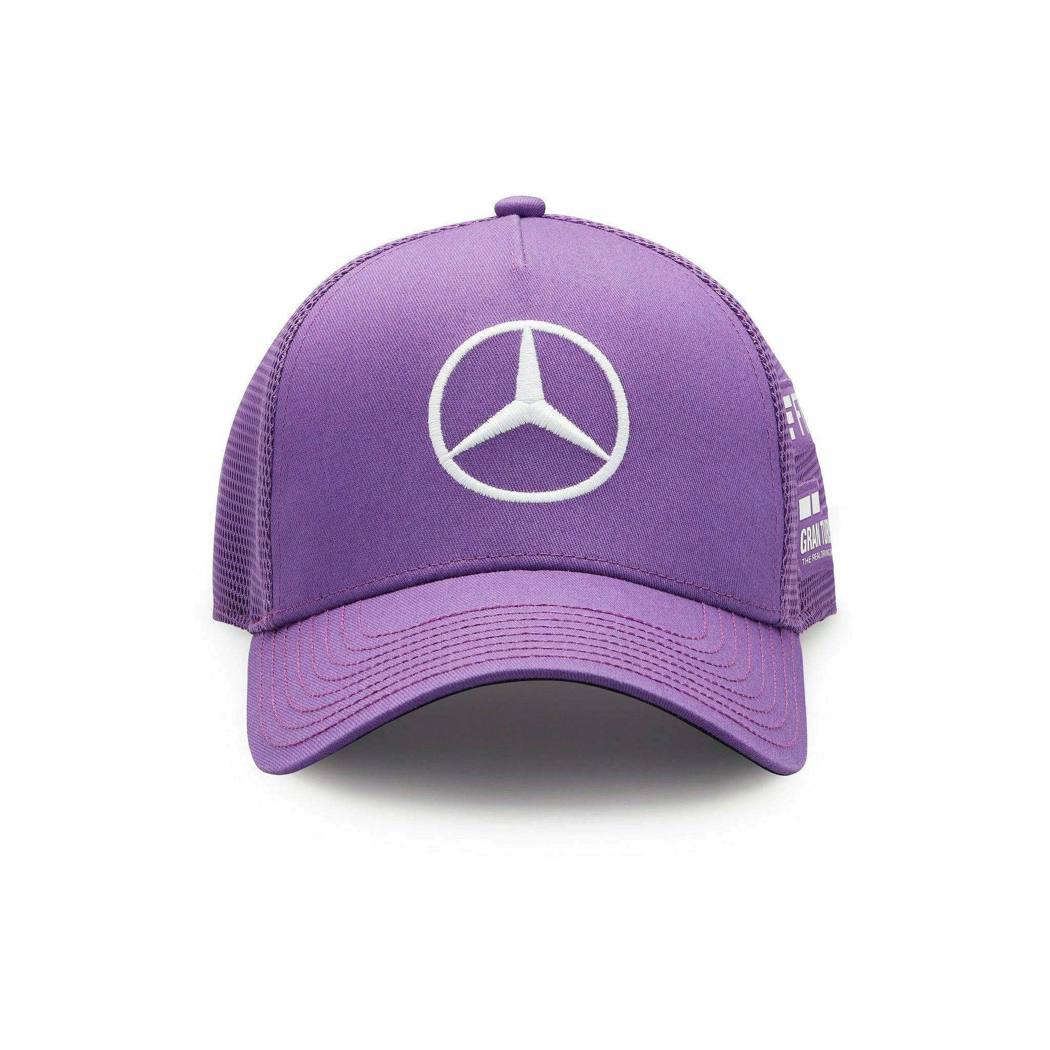 Mercedes Benz AMG Petronas F1 2022 Lewis Hamilton Team Trucker Hat- Black/White/Purple