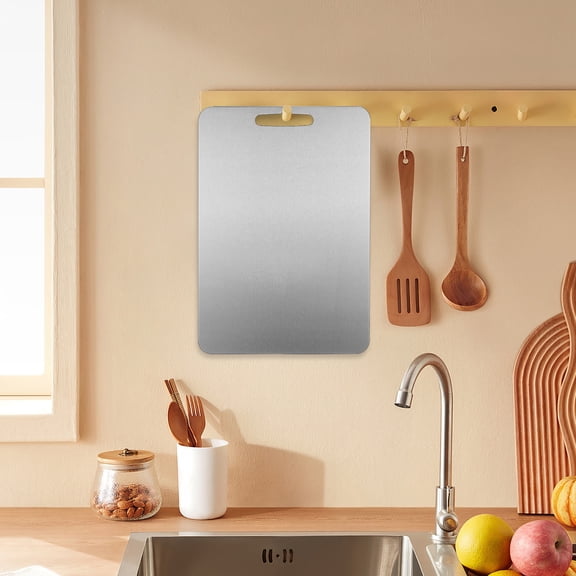 OUNONA Stainless Steel Double-Sided Cutting Board for Kitchen Use - Metal Chopping Board for Meat, Vegetables, and Fruits
