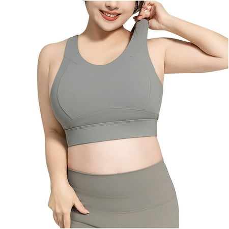 Mrat Womens Bralette Comfort Women s Athletic Bra High Coverage Low Impact Workout Sports Bra Wireless Comfortbale Backless Bralettes Cropped Tank Tops S-132 Gray XL