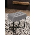 thumbnail image 2 of BirdRock Home Rectangular Tufted Grey Foot Stool Ottoman with Black Legs - Linen Vanity Chair - Soft Compact Padded Seat - Bedroom and Kids Room Chair - Metal - Makeup Seat, 2 of 4