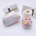 thumbnail image 4 of Baby Boys Girls Fleece Booties Infant Newborn Bedroom Shoes House Slippers Winter Crib Shoes Toddler Non-Slip Soft Sole First Walkers 0-18M Pink, 4 of 7