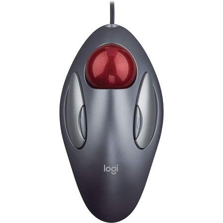 Logitech Trackman Marble Trackball Mouse – Wired USB Ergonomic Mouse for Computers, with 4 Programmable Buttons, Dark