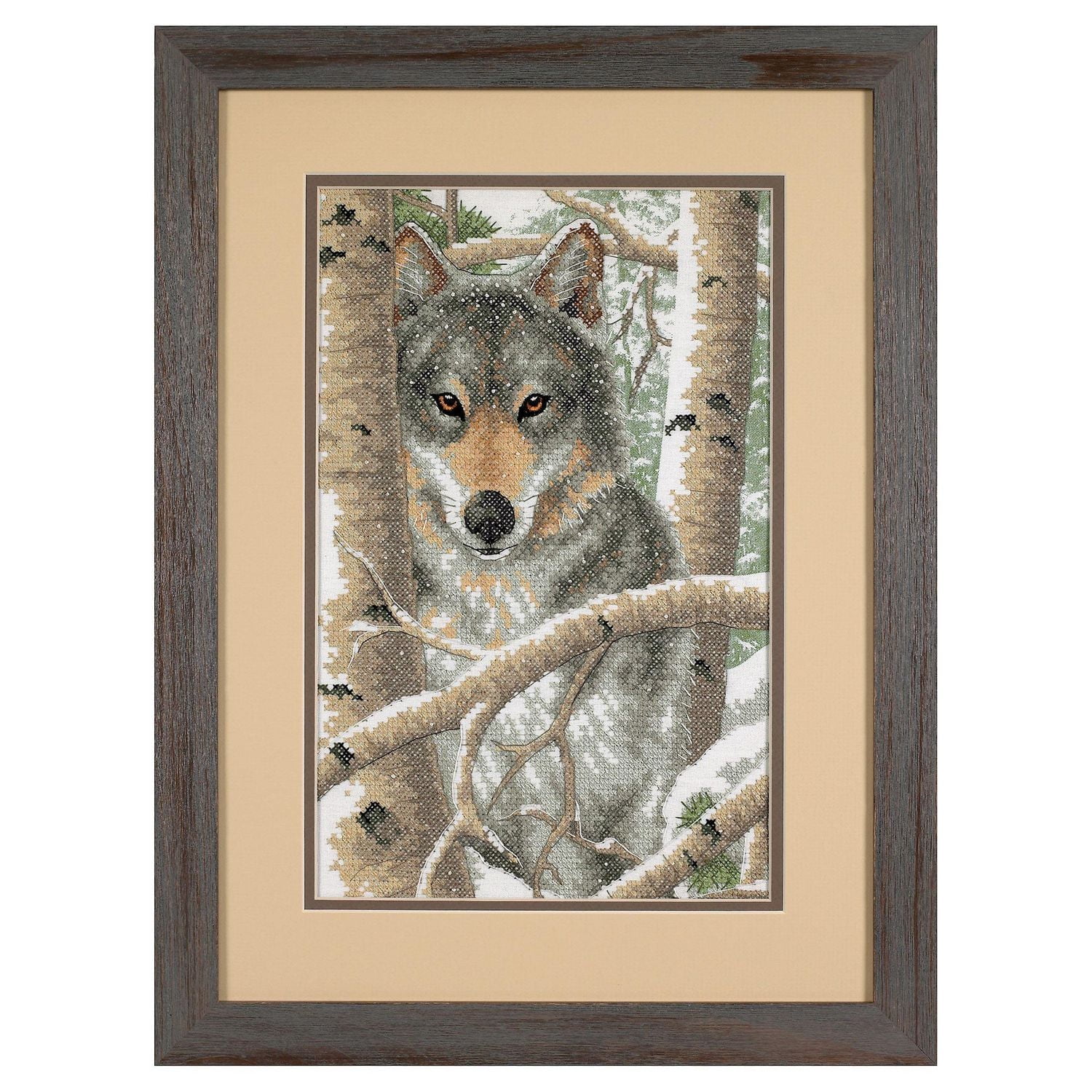 Wintry Wolf Stamped Cross Stitch Kit by Dimensions, Wolf Stamped Cross Stitch Kit