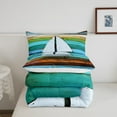 thumbnail image 5 of Erosebridal Sailboat Comforter Set Toddler Ocean Nautical Themed Bedding Set Log Cabin Style Wooden Board Comforter Coastal Sea Adventure Quilt Set, 5 of 7