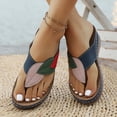 thumbnail image 2 of HNMKIU Summer Fashion Leaf Print Thong Sandals Comfortable Casual Beach Slippers for Women with Arch Support Outdoor Indoor Wear Flip Flops for Women Navy,6.5, 2 of 8