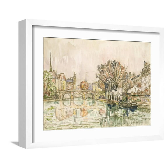 Art.com The Pont Neuf, Paris Art Print by Paul Signac, White Frame Wall Art, 21" x 17"