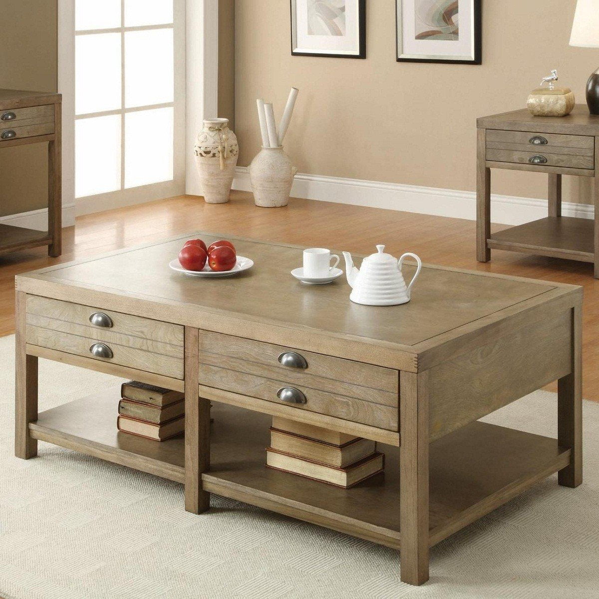 Coaster Home Furnishings Rosenberg 2Drawer Coffee Table Light Oak