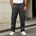 thumbnail image 3 of Aezemi Men Straight Leg Cargo Pants with Multiple Pockets Lightweight Fashion Elastic Waist Pull on Hiking Pants Drawstring Trendy Workout Outdoor Trousers L, 3 of 5
