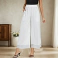 thumbnail image 2 of Rhuody Comfy Pants Women Flowy Wide Leg Pants High Waisted Elastic Waistband Chiffon Trousers With Pockets Soft Clothing White L, 2 of 5
