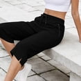 thumbnail image 5 of Guluxicc Womens Workout Capri Pants Drawstring Elastic Waist Athletic Pants with Side Pockets Solid Color Casual Outdoor Pants, 5 of 9