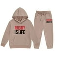 thumbnail image 6 of Gelikeya Boys Girls Hoodie 2 Piece Outfits Kids Rugby Graphic Print Comfortable Hoody Sweatshirts Pants Sets Fashion Sweaters 2-13Y (Khaki, 3-4 Years), 6 of 6