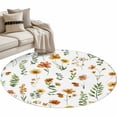 thumbnail image 2 of Round Area Rug 3 Ft, Yellow Spring Floral Washable Non-Slip Circle Carpet for Living Room/Bedroom, Flowers Leaves Elegant Pastoral Low-Profile Small Floor Mats Collection Rugs for Indoor, 2 of 7