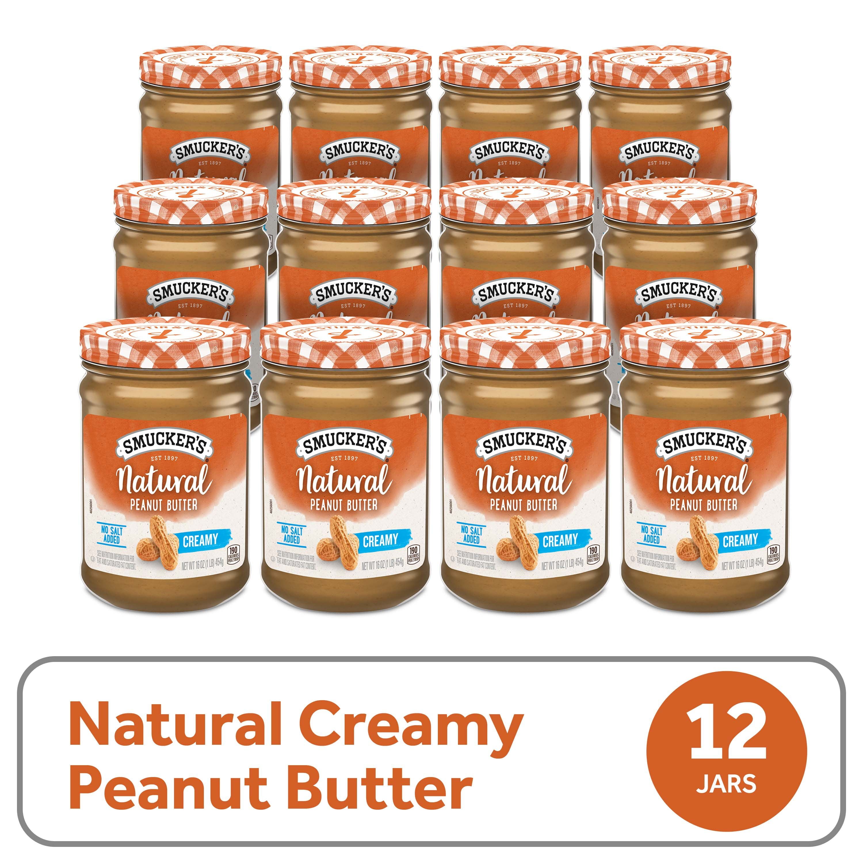 (12 pack) Smucker’s Natural Creamy Peanut Butter, 16 oz Jar