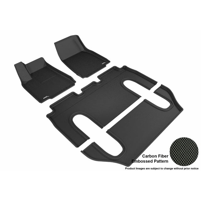 Convient 2016-2023 Tesla X Tapis 3D Doublure de Sol L1TL00101509 MAXpider; Ajustement Personnalisé; Bord Surélevé; Noir; Texture en Caoutchouc Thermoplastique en Fibre de Carbone; 4 Pcs