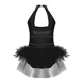 thumbnail image 4 of Haitryli Kids Girls Sparkle Lyrical Ballet Dance Dress Gymnastics Leotard Skirt Dancewear Performance Costume Black 16, 4 of 5