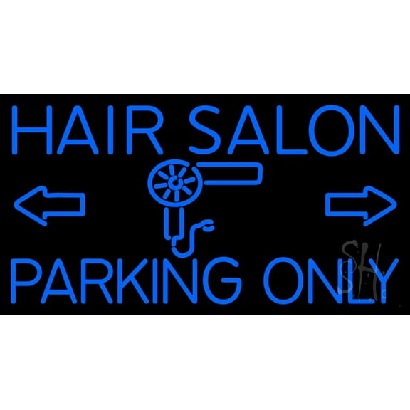 Hair Salon Parking Only LED Neon Sign 20 x 37 - inches, Black Square Cut Acrylic Backing, with Dimmer - Bright and Premium built indoor LED Neon Sign for Defence Force.