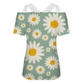 thumbnail image 5 of Summer Saving Wycnly Womens Tops Daisy Print Short Sleeve V-Neck Tee Shirts Summer Sexy Lace Trim Cold Shoulder Strap Tunic Blouse Mint Green L Clothes, 5 of 5