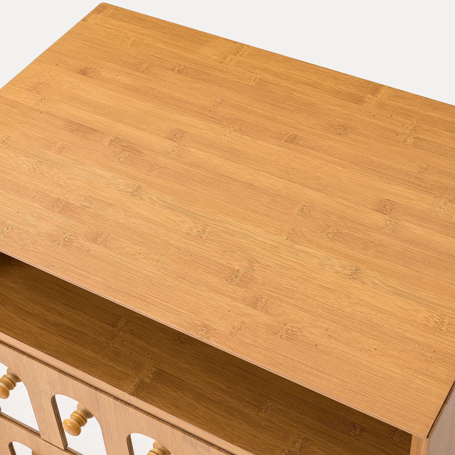 Nightstand with Charging Station&nbsp;featuring 2 Drawers with Decorative Mirror Fronts, Built-in 2 USB and 2 AC Outlets for Bedside Convenience, Solid MDF Construction in Natural Finish