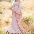 thumbnail image 2 of JGTDBPO Maternity Dress For Women Wedding Guest Pregnants Photography Photo Shoot Off Shoulder Solid Color Dress Baby Shower Dress Ruffles Nursing Long Dress, 2 of 5