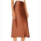 thumbnail image 4 of Falda midi de satén con abertura y cintura alta para mujer - Cintura elástica, color liso - S-XL, 4 of 7