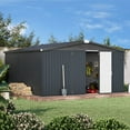 thumbnail image 3 of AECOJOY 12' x 12' Outdoor Storage Shed with Lockable Door Patio Metal Garden Storage Building in Dark Gray for Outside, 3 of 7