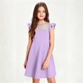 thumbnail image 4 of ITSAME Girls Midi Dresses Mesh Splicing Ruffle Sleeveless Summer Casual A-Line Dresses Purple Size 12-13, 4 of 6