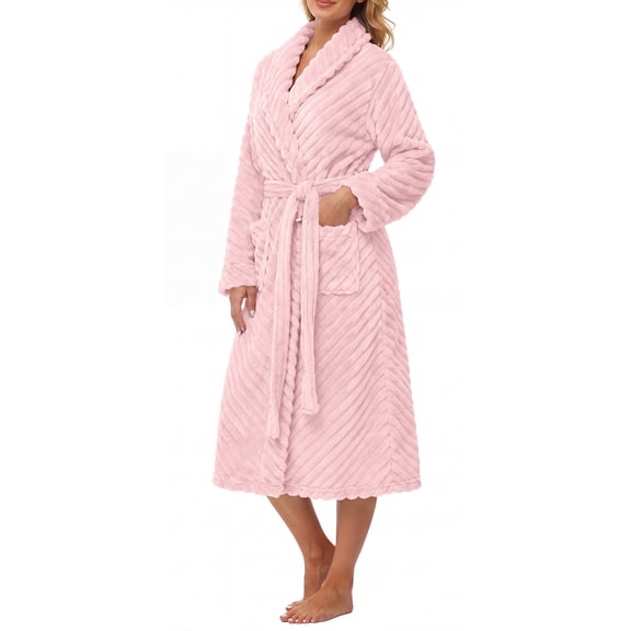 MOSHU Premium Robes for Women Super Soft Cozy Fleece Womens Robe Plush Long Bathrobe with Pockets