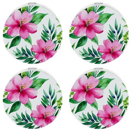 

YZUOUZY Bedside Lamps Lamps for Bedroom a Set of 4 Fashion Hibiscus Flowers Palm Leaves